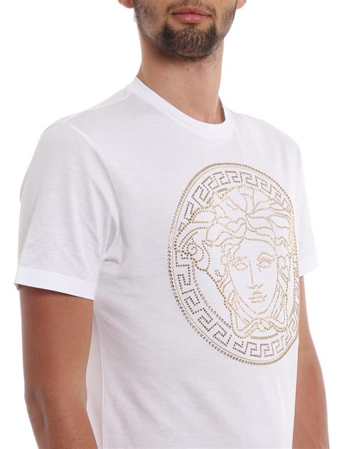 versace white gold t shirt|versace t shirt men's.